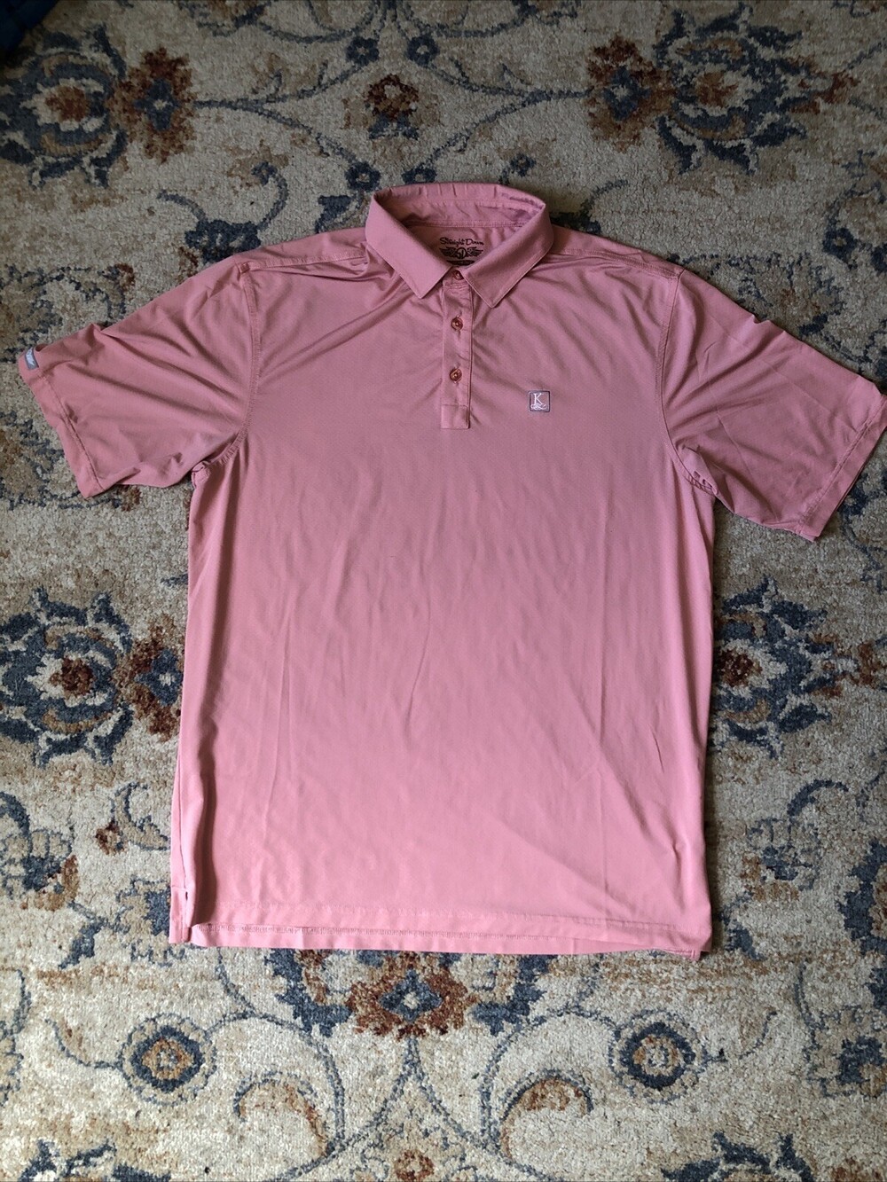 Straight Down Performance Polo Shirt XL Mens Pink Heather Short Sleeve Golf